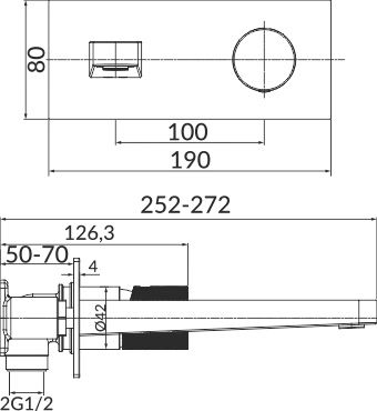 OMNIRES CONTOUR BRUSHED GOLD смесител за вграждане за мивка, злато