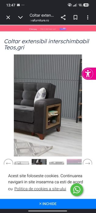 Coltar living extensibil ca nou