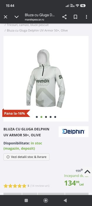 Vand Bluza cu Gluga Delphin UV Armor 50+, Olive