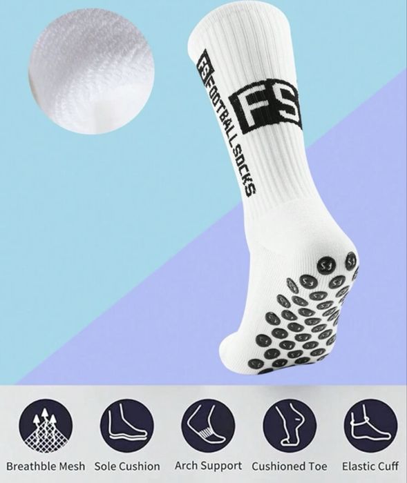 Set 2 Perechi Football Socks Alb+Negru