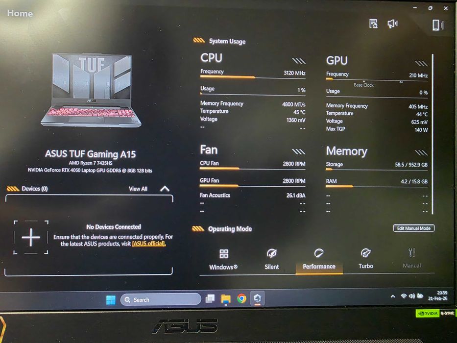 Asus TUF Gaming R7 7435HS 16GB DDR5 1TB M.2 SSD RTX 4060 8GB