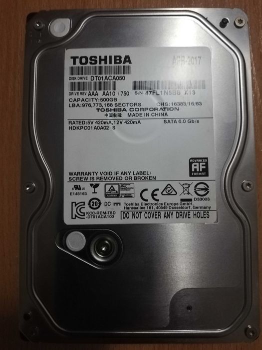 500GB HDD Toshiba 3,5