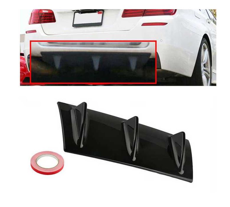 Универсален дифузьор / добавка за задна броня 35см - Черен Гланц.