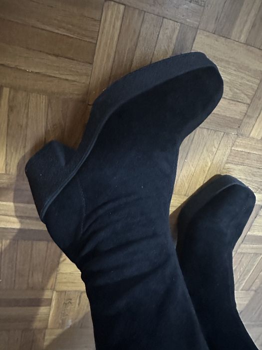 Cizme cu toc piele intoarsa marimea 38