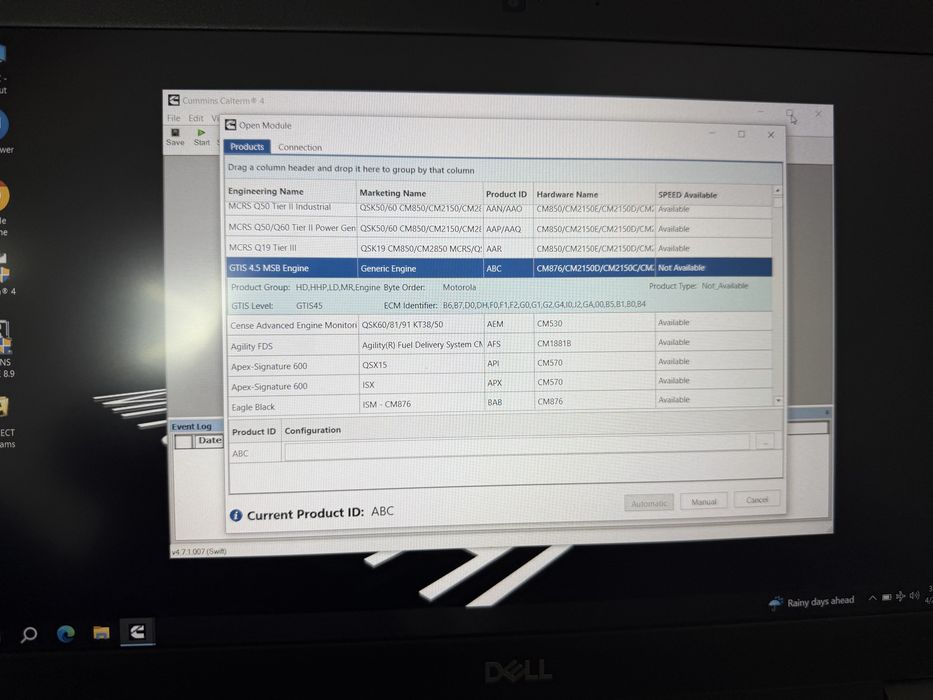 Tester/Diagnoza Inline 7 pentru Cummins/Komatsu+Laptop Dell cu Softul Insite 8.9 si Calterm 4.7 instalate