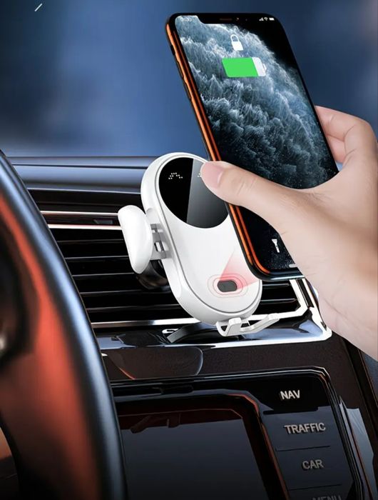 Умна поставка за телефон с безжично зарядно за кола