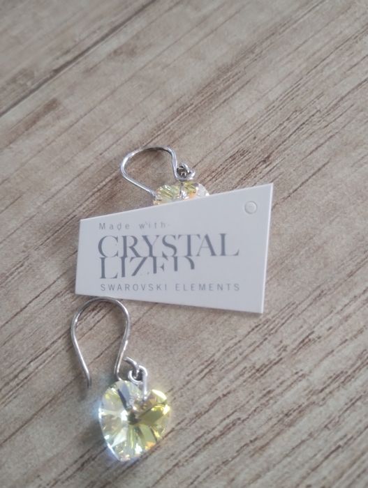 Обеци, кристални сърца 1см диаметър