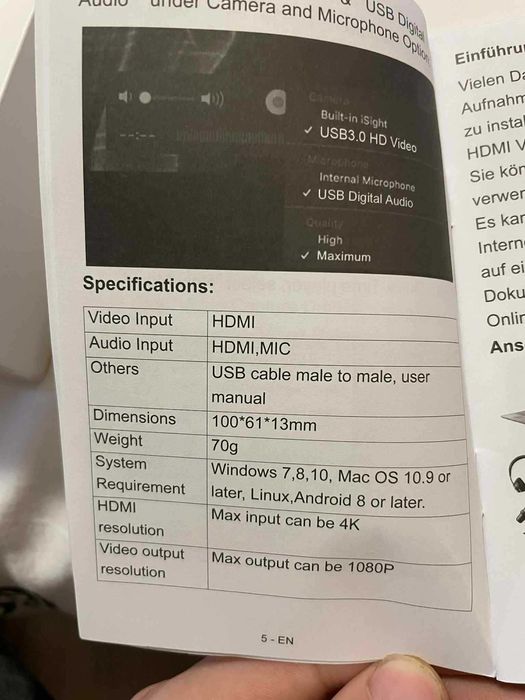 HDMI Video Capture Card за 4K / 1080p 60fps USB 3.0