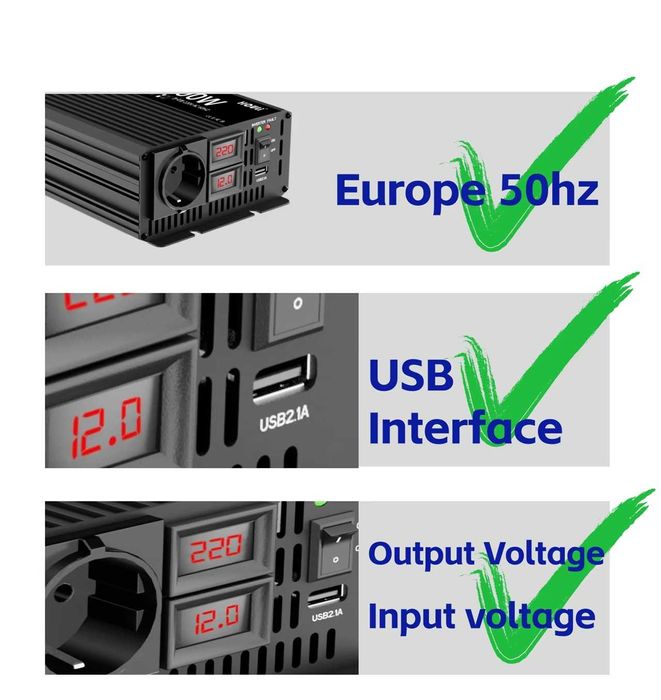 Invertor Houli 24V sau 12V 5000W Sinus  priza USB