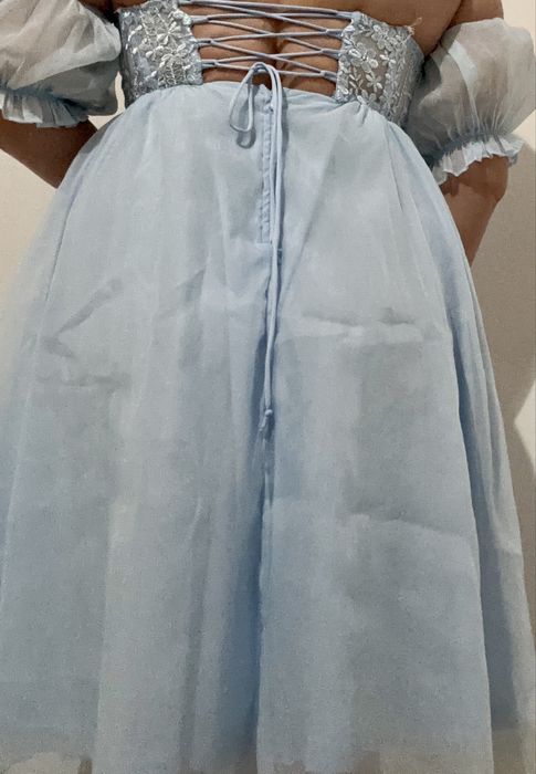 Rochie baby blue cu model tip corset