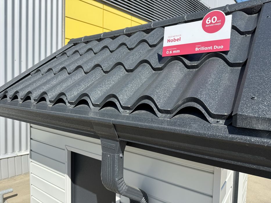 Tablă Tip Tiglă Metalică Acoperiș Nobel RAL 7016 gri antracit mat 0,5