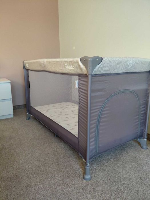 Бебешка кошара на 2 нива Lorelli - Torino, Grey striped elements