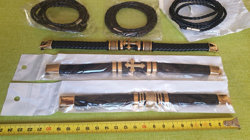 НОВИ Позлатени Гривни разл.вид и размер,кайшка от естествена кожа-70лв