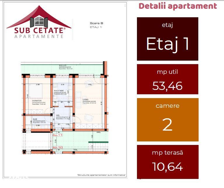 Inchiriez apartament decomandat 2 camere, Subcetate Residence