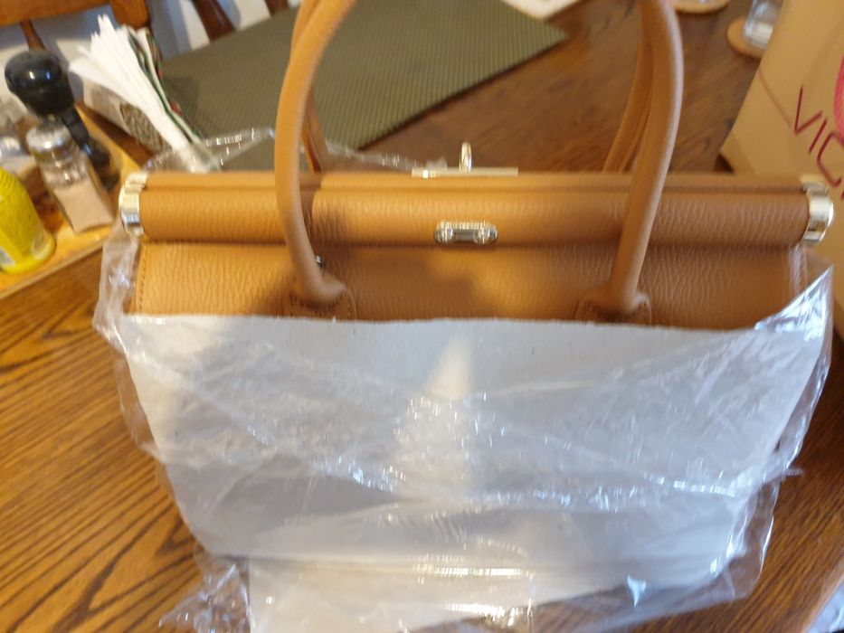 Poșetă nouă piele naturala camel - Dasha