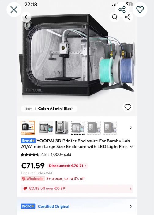 Bambu lab A1 mini с ъпгрейди и кутия enclosure