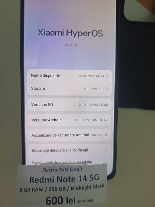 Xiaomi Redmi Note 14 5G 8GB RAM/256GB/Midnight Black/ca Nou! ID10066