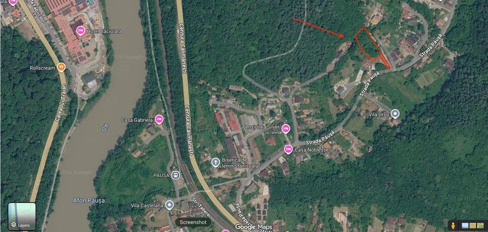 Călimănești-Păușa: Teren Intravilan 2.377 mp, TOATE Utilitățile (Inclusiv GAZ), Cota 330m