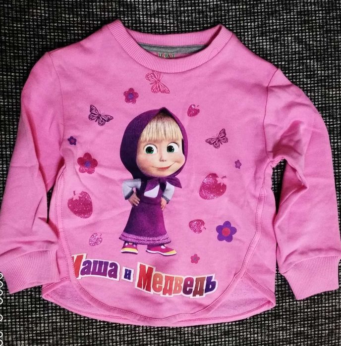 Толстовка для девочек "Маша и медведь"  цвет - розовый, малиновый