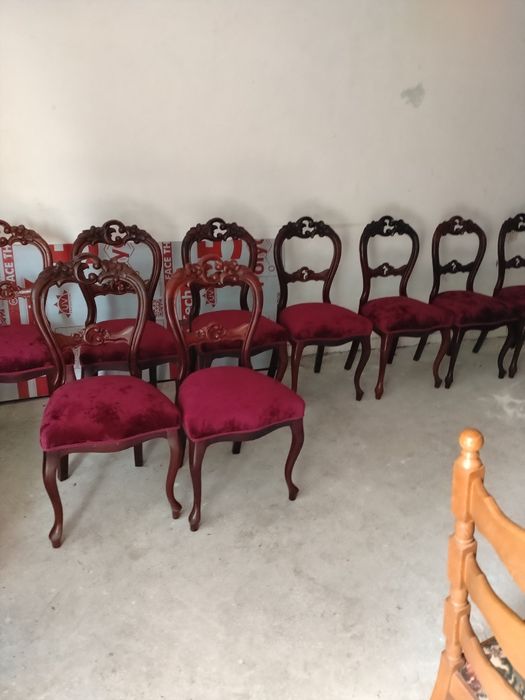 Set 9 scaune în stil victorian lemn masiv
