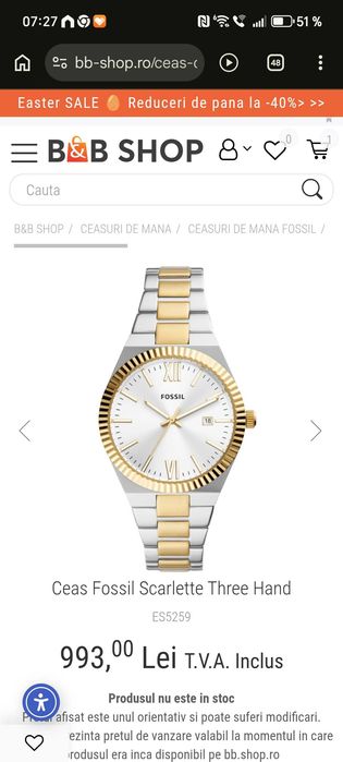 Ceas Dama Fossil Scarlette, nou, primit cadou