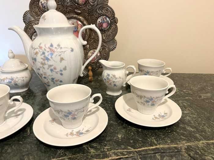 Elegant serviciu cafea-Seltmann Bavaria-Flori de primavara-Germania