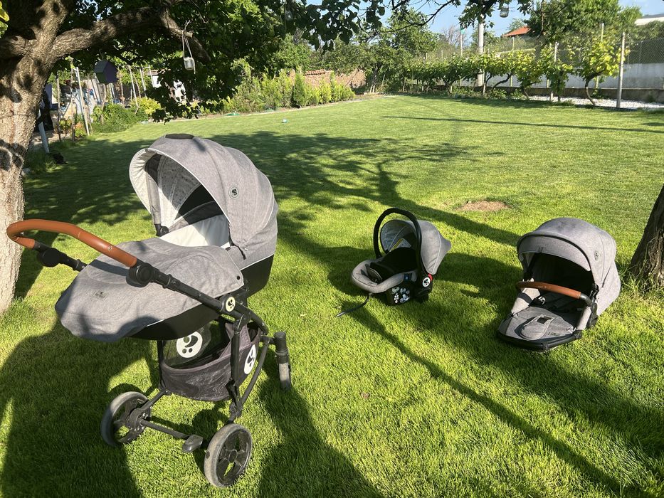 Бебешка количка LORELLI Premium Комбинирана количка 3в1 CRYSTA GREY