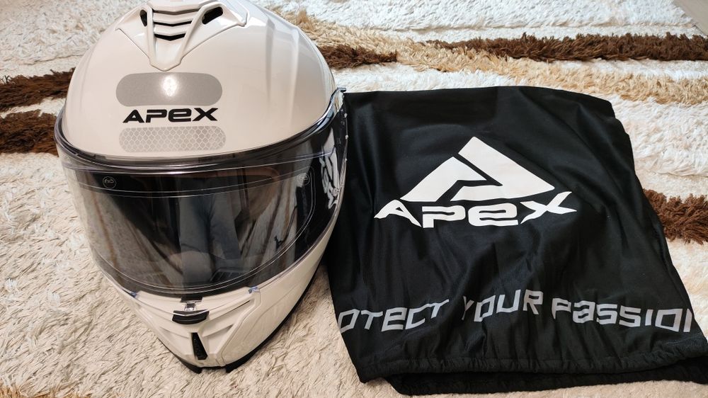 Casca moto integrala Apex FI200 alb lucios XXL