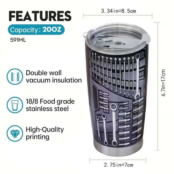 Метална термочаша с графика на инструменти 600мл.