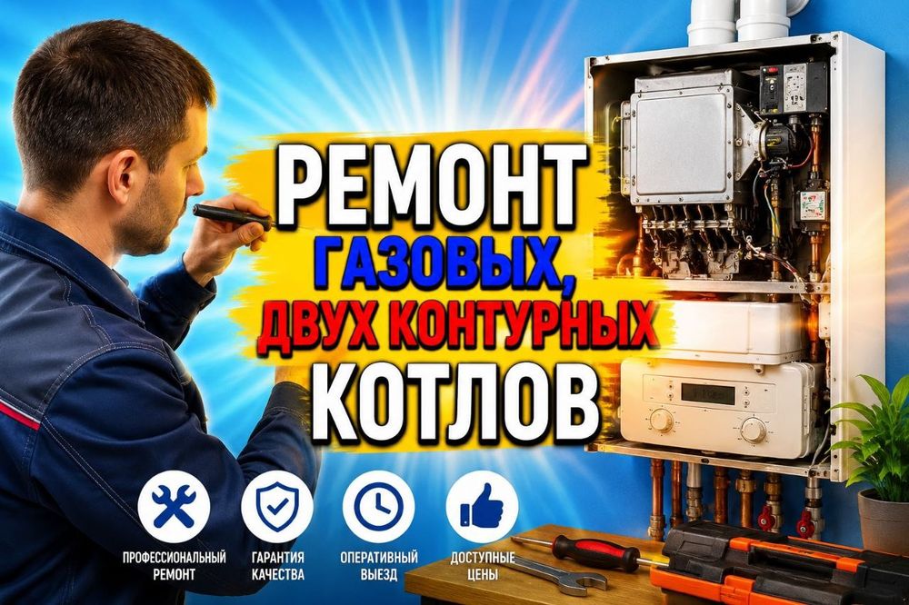 Сантехник/ремонт газового, 2 контурного котла/вызов/обслуживание/24/7/