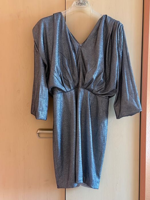 сребриста бляскава рокля Foteva