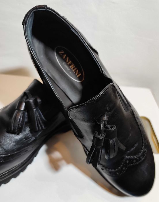 Pantofi loafer 39 39.5 slip on Zanfrini Italy NOI piele naturala moale