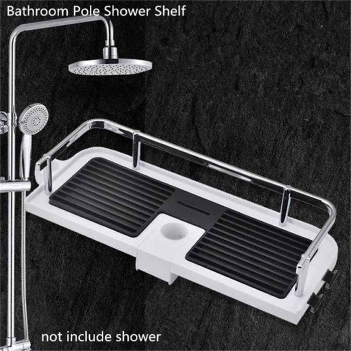 Многофункционален регулируем рафт за поставяне към душ батерия в баня.