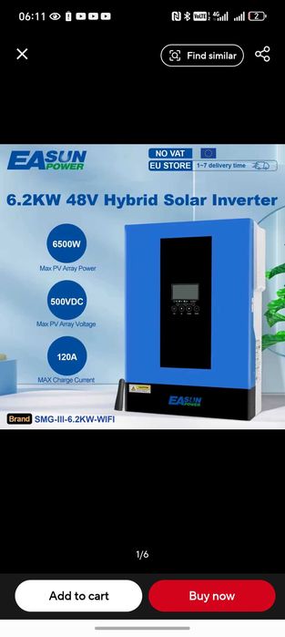 Invertor panouri fotovoltaice brand EASUN , 6.2 KW, 48 V