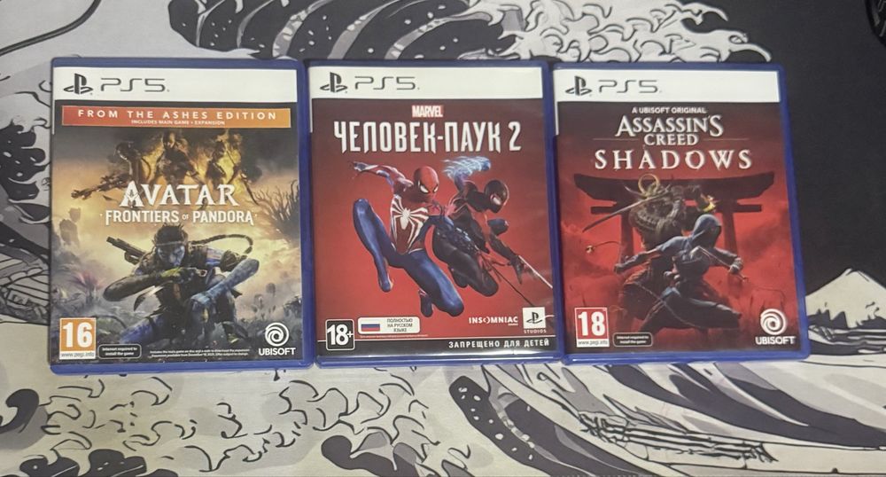 Продам игры ps5 assassins creed shadows,spider man2,avatar