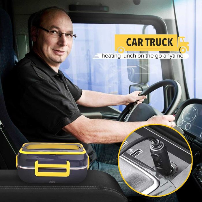 Cutie de pranz electrica 900ml cablu 220V si 12V tacamuri inox incluse