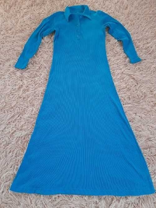 Rochie turcoaz din tricot 65% bumbac, 35% poliester, marimea L/XL