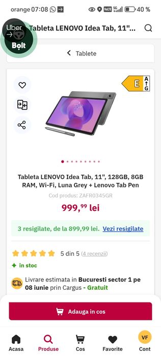 SIGILATĂ! Tabletă LENOVO Idea Tab, 11", 128GB, 8GB RAM + Lenovo Tab Pen