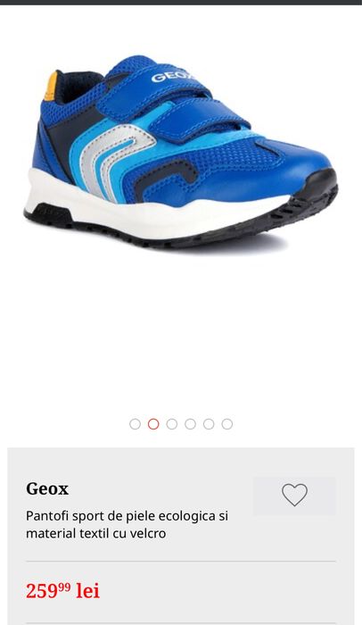 Sneakers Geox, piele ecologica si textil, velcro, 28 EU talpic 18.4 cm