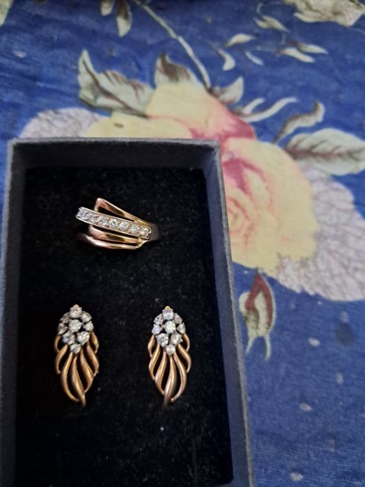 Набор серьги и кольцо золото России