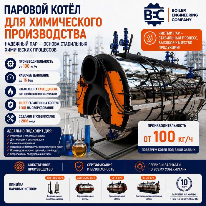 Паровой котёл для химического производства