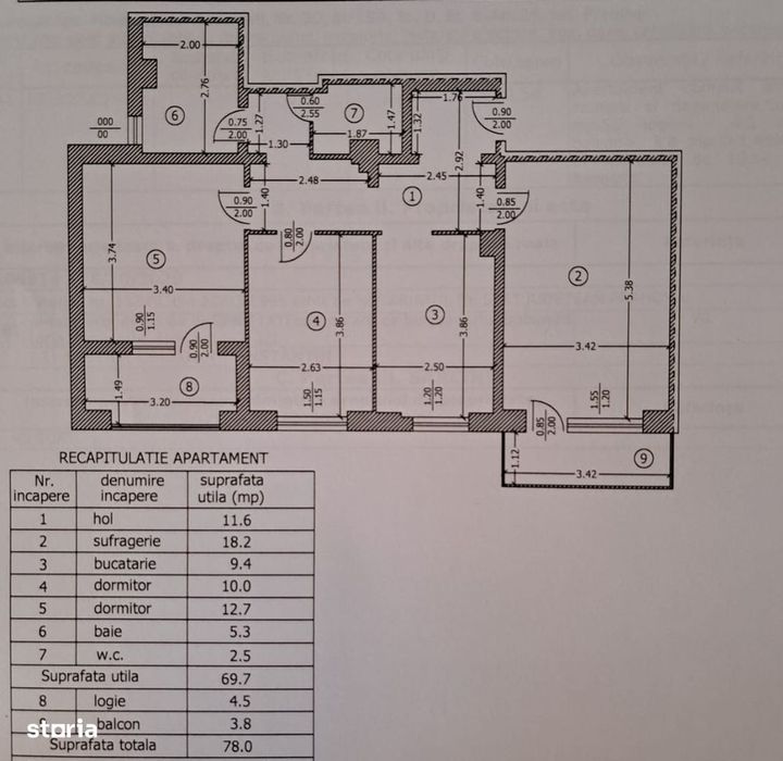 Apartament 3 camere, 2 bai, decomandat, B-dul Bucuresti