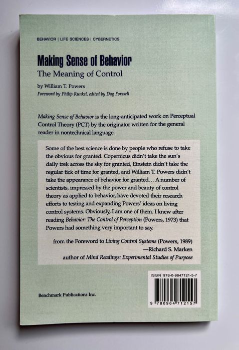 Making Sense of Behavior: The Meaning of Control, William T. Powers Книга Психология и Поведение