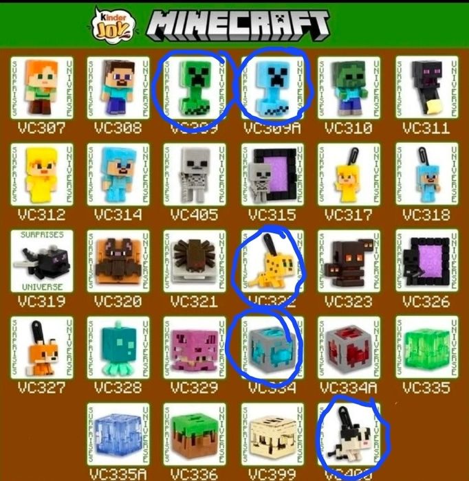 Колекционые игрушки kinder joy minecraft