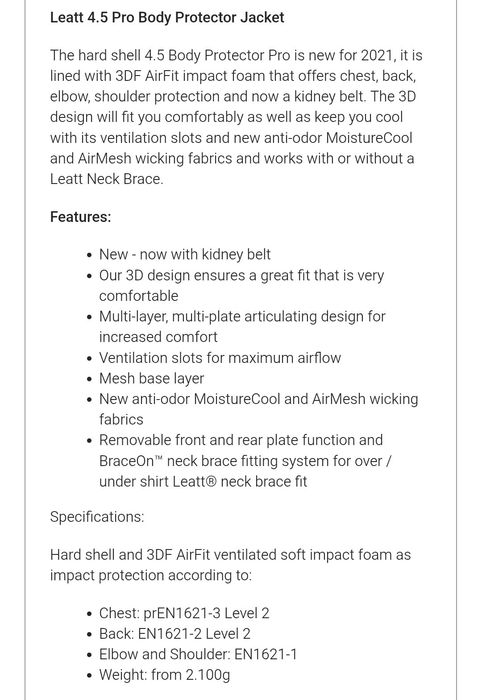 Продавам протекторна ризница leatt 4.5  pro  l/xl размер.