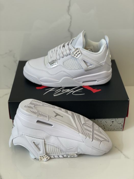 Air Jordan 4 Pure Money White Metallic Silver Full Box VerificareColet