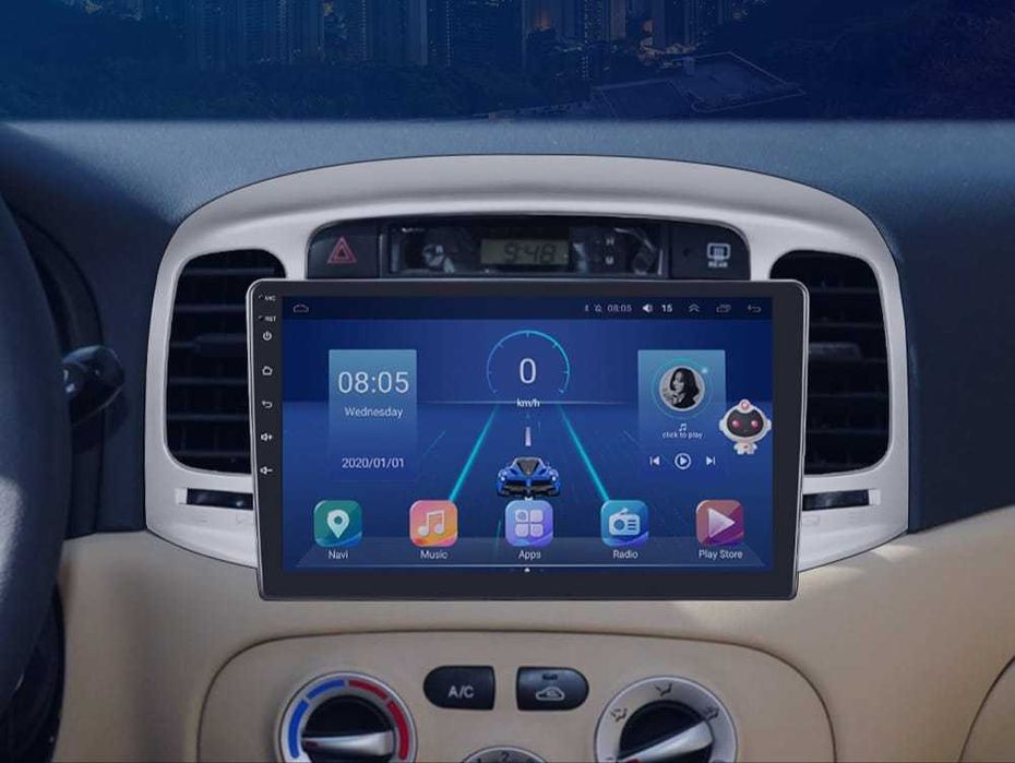 Navigatie Android Hyundai Accent Waze YouTube GPS USB casetofon