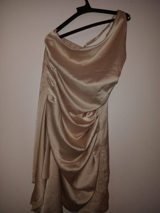 Rochie bej/crem din satin