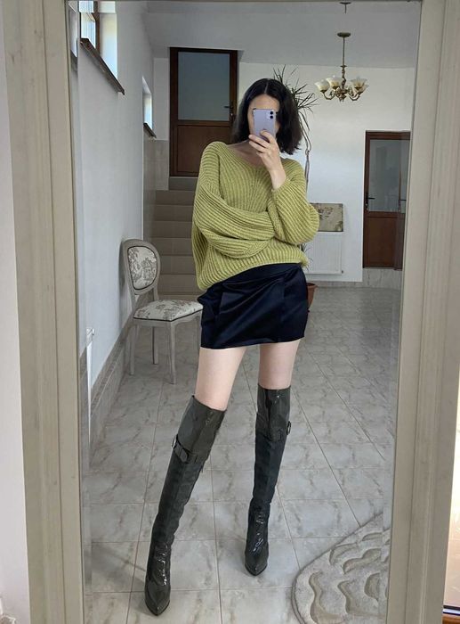 Ghete Prialpas Gomma din piele intoarsa si lac, NEPURTATE, marimea 40