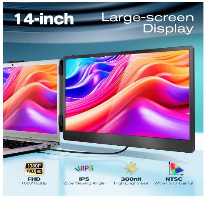 Monitor portabil TeamGee S1  Laptop Telefon tip c IPS 1080p